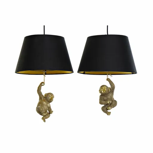 Candeeiro de Teto DKD Home Decor 35,5 x 35,5 x 51 cm Dourado Resina Colonial 220 V 50 W Macaco (2 Unidades)