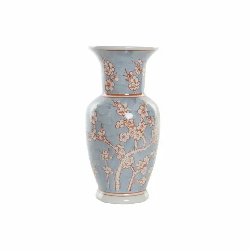 Vaso DKD Home Decor 13 x 13 x 31 cm Porcelana Azul Laranja Oriental