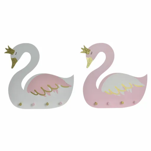 Bengaleiro de Parede DKD Home Decor Madeira Infantil Cisne 40 x 4 x 38,5 cm (2 Unidades)