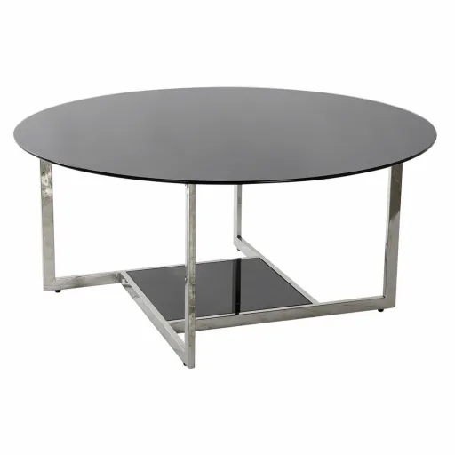 Mesa de Centro DKD Home Decor Preto Prateado Cristal Aço Plástico 100 x 100 x 45 cm