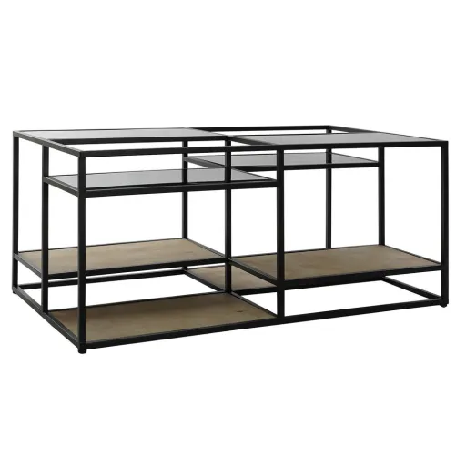 Mesa de Centro DKD Home Decor 8424001787234 Preto Multicolor Natural Madeira Metal Espelho 120 x 60 x 50 cm