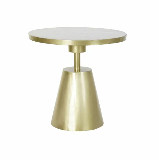 Mesa de Apoio DKD Home Decor 60 x 60 x 58 cm Dourado Madeira Branco Mármore Ferro