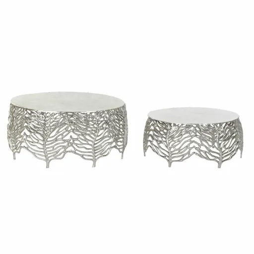 Mesa de Apoio DKD Home Decor Alumínio (2 pcs) (52 x 52 x 25 cm) (63.5 x 63.5 x 30.5 cm)