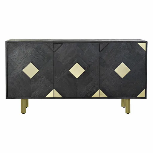 Aparador DKD Home Decor 145 x 42 x 77 cm Preto Dourado Madeira de Mangueira