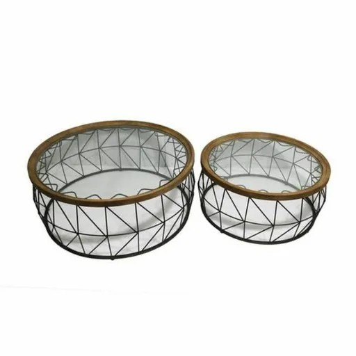 Conjunto de 2 Mesas DKD Home Decor Cristal Metal (102 x 102 x 42 cm) (2 pcs)