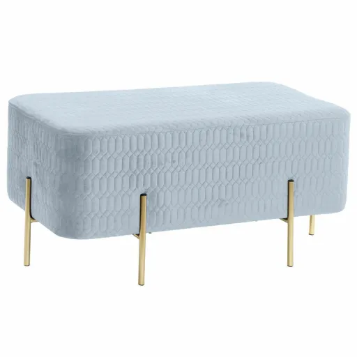 Banqueta DKD Home Decor   Dourado Metal Poliéster Azul Celeste Esponja (91 x 46,5 x 42 cm)