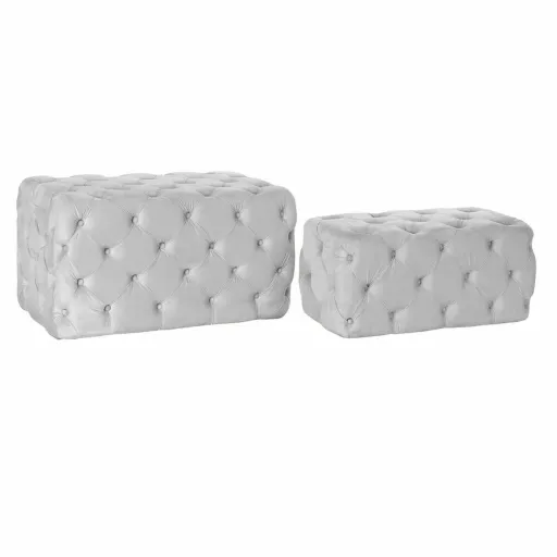 Banqueta DKD Home Decor   Cinzento Poliéster Veludo Madeira MDF (88 x 53 x 48 cm)