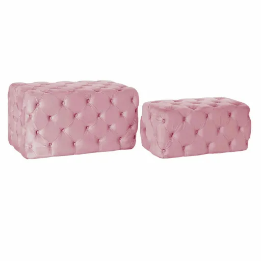 Banqueta DKD Home Decor   Cor de Rosa Poliéster Veludo Madeira MDF (88 x 53 x 47,76 cm)