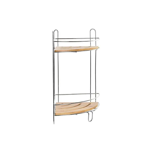 Estante de Esquina DKD Home Decor Natural Bambu Metal Cromado Inoxidável 2 Prateleiras 19,5 x 19,5 x 36,5 cm