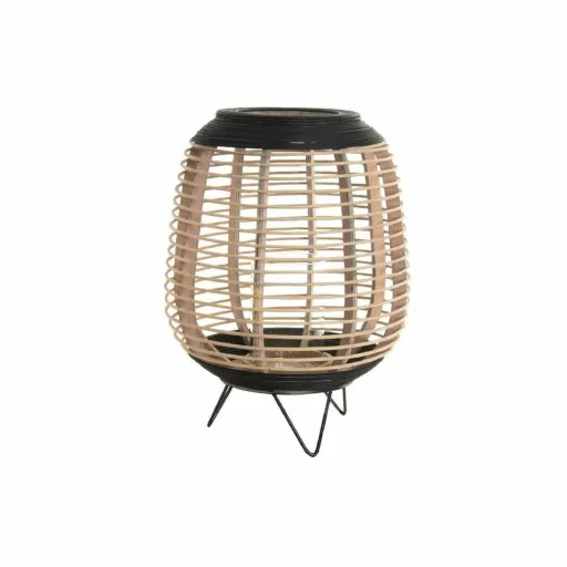 Castiçais DKD Home Decor Cristal Preto Metal Castanho Bambu (32 x 32 x 43 cm)