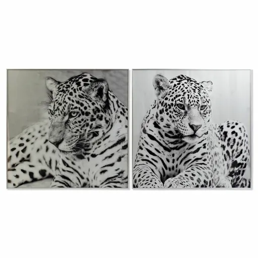 Pintura DKD Home Decor 100 x 2,5 x 100 cm Leopardo Colonial (2 Unidades)