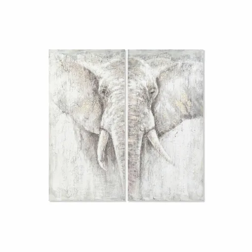 Conjunto de 2 Quadros DKD Home Decor Elefante Colonial 120 x 3,7 x 120 cm