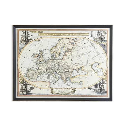 Pintura DKD Home Decor Preto Bege Cristal Poliestireno Mapa do Mundo Neoclássico 83,5 x 3 x 63,5 cm