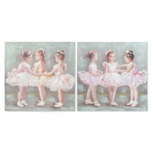 Pintura DKD Home Decor 80 x 3 x 80 cm Bailarina Ballet Tradicional (2 Unidades)