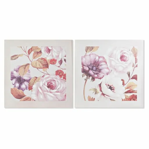 Pintura DKD Home Decor Rosas Romântico 70 x 3 x 70 cm (2 Unidades)