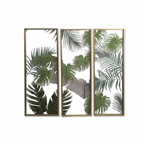 Tela DKD Home Decor 3 Peças Tropical Folha de Planta (122 x 3 x 122 cm)