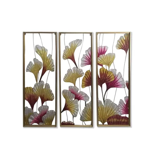 Tela DKD Home Decor 3 Peças Tropical Folha de Planta (122 x 3 x 122 cm)