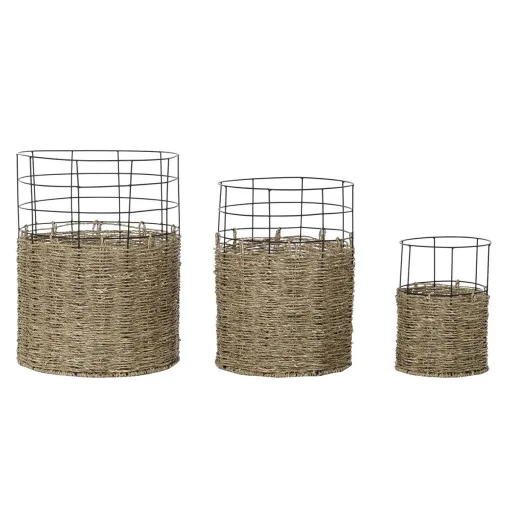 Conjunto de Cestas DKD Home Decor Metal Colonial Jute (35 x 35 x 45 cm)