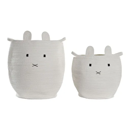 Conjunto de Cestos DKD Home Decor Branco Infantil Animal 35 x 35 x 49 cm (2 Unidades)