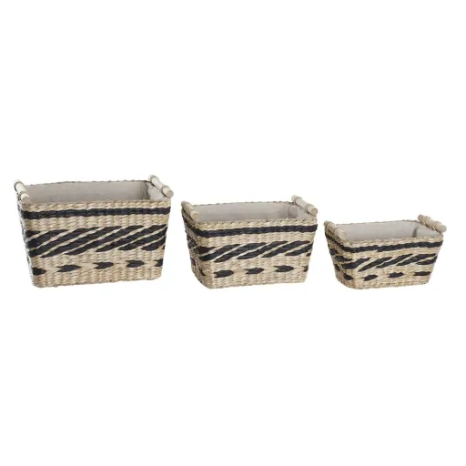 Conjunto de Cestas DKD Home Decor Poliéster Colonial Fibra (38 x 26 x 24 cm)