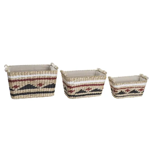 Conjunto de Cestas DKD Home Decor Poliéster Colonial Fibra (39 x 27 x 24 cm)