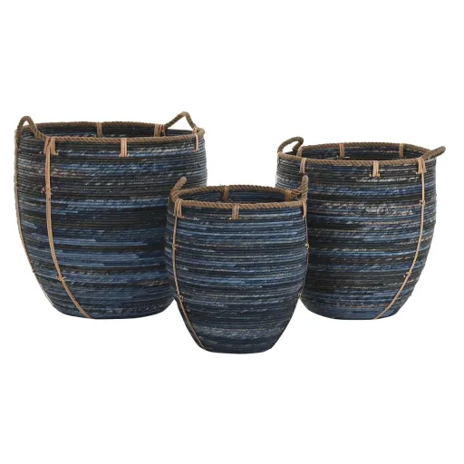 Conjunto de Cestas DKD Home Decor Azul Marinho 56 x 56 x 60 cm