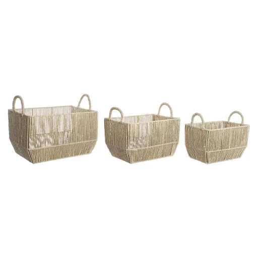 Conjunto de Cestas DKD Home Decor Metal Fibra Natural (40 x 30 x 25 cm)