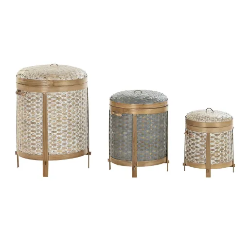 Conjunto de Cestas DKD Home Decor Bambu (31 x 31 x 45 cm)