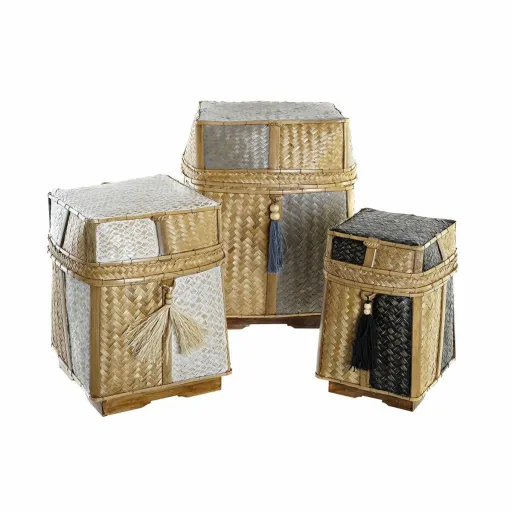 Conjunto de Cestas DKD Home Decor Natural 33 x 33 x 40 cm Bambu 32 x 32 x 40 cm Boho