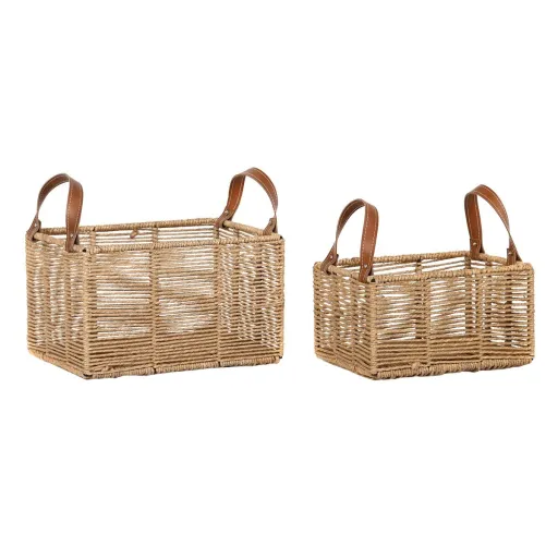 Conjunto de Cestas DKD Home Decor Metal Corda Boho (36 x 27 x 33 cm) (36 x 27 x 20 cm)