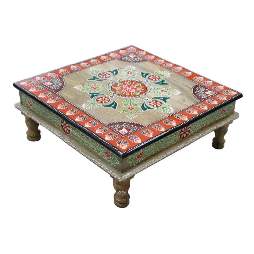 Mesa de Apoio DKD Home Decor Multicolor Madeira Madeira de Mangueira Madeira MDF 40 x 40 x 15 cm 41 x 40,5 x 16 cm