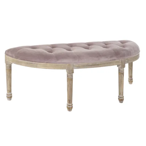 Banqueta DKD Home Decor   Natural Cor de Rosa Poliéster Veludo Madeira da Borracha (125 x 43 x 48 cm)