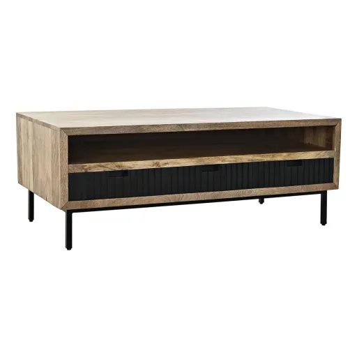 Mesa de Centro DKD Home Decor Preto Marrom Claro Metal Madeira de Mangueira 120 x 60 x 45 cm