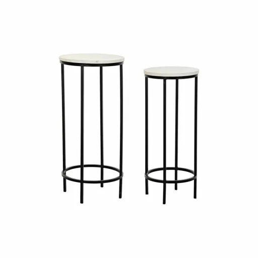 Conjunto de 2 Mesas Pequenas DKD Home Decor Branco Preto 30,5 x 30,5 x 69 cm