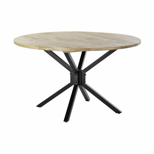 Mesa de Jantar DKD Home Decor 127 x 127 x 75 cm Natural Preto Metal Alumínio Madeira de Mangueira