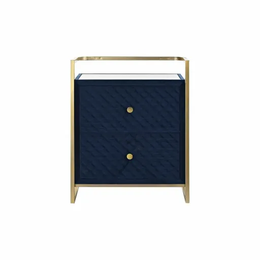 Mesa de Cabeceira DKD Home Decor 60 x 35 x 74 cm Cristal Azul Dourado