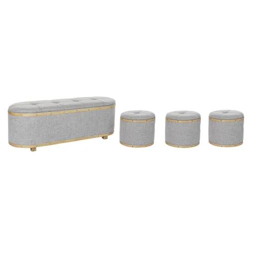 Banqueta DKD Home Decor   Cinzento Madeira Poliéster (120 x 45 x 43 cm)