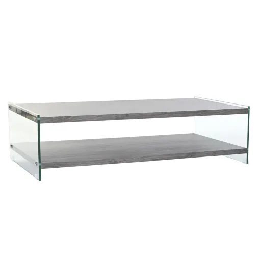 Mesa de Centro DKD Home Decor Cinzento Transparente Cristal Madeira MDF 130 x 65 x 35,5 cm