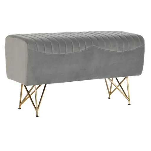 Banqueta DKD Home Decor   90 x 31 x 47 cm Cinzento Dourado Metal