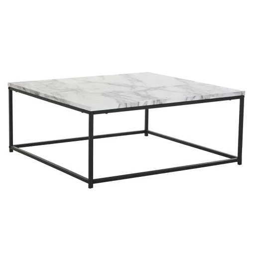 Mesa de Centro DKD Home Decor Branco Preto Metal Madeira MDF 80 x 80 x 34 cm