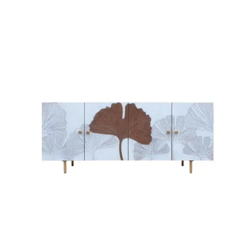 Aparador DKD Home Decor Branco Castanho Dourado Metal Madeira de Mangueira 177 x 45 x 75 cm