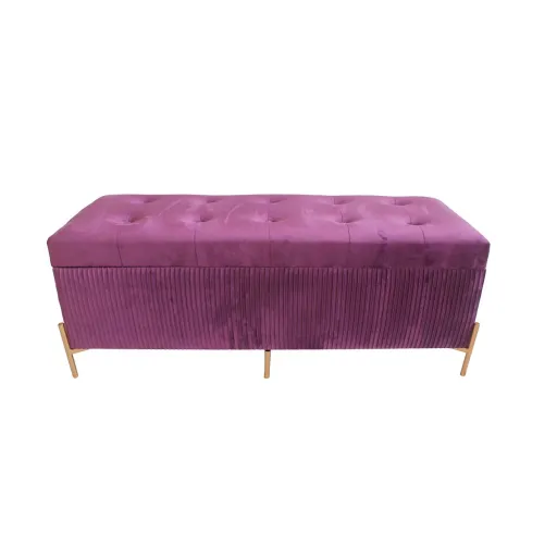 Banco de Pé-de-Cama DKD Home Decor Dourado Violeta Madeira MDF 115 x 43 x 46 cm