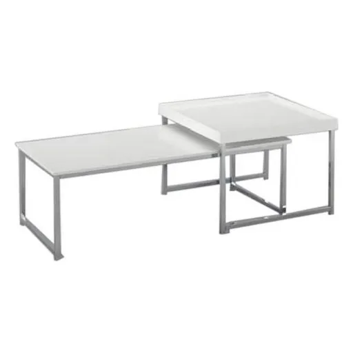 Mesa de Centro DKD Home Decor Branco Prateado Aço Madeira MDF 110 x 48 x 45 cm