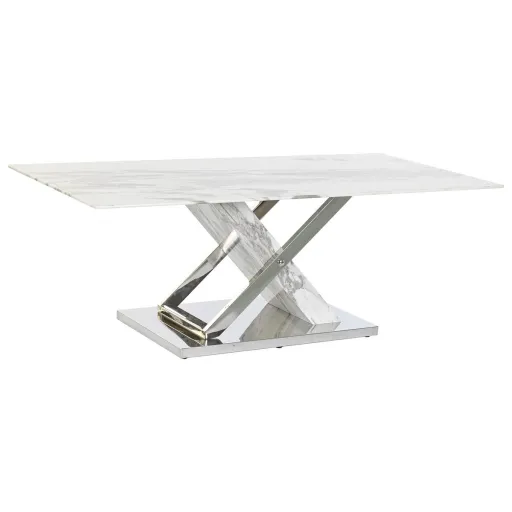 Mesa de Centro DKD Home Decor Branco Prateado Cristal Aço 120 x 60 x 42 cm