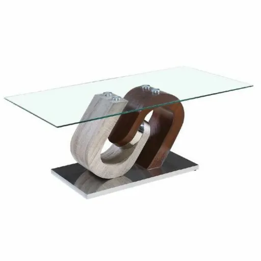 Mesa de Centro DKD Home Decor Castanho Transparente Prateado Natural Madeira Cristal Madeira MDF 120 x 60 x 45 cm