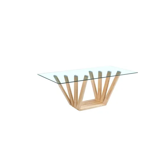 Mesa de Jantar DKD Home Decor Cristal Castanho Transparente Nogueira (200 x 100 x 75 cm)