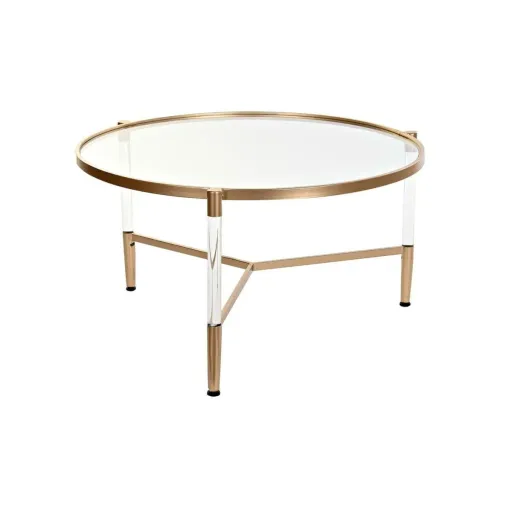 Mesa de Centro DKD Home Decor Glamour Transparente Dourado Acrílico Metal 87 x 87 x 50 cm