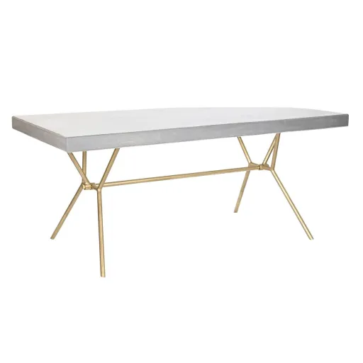 Mesa de Jantar DKD Home Decor Cinzento Dourado Branco Latão Madeira de Mangueira (180 x 90 x 76 cm)