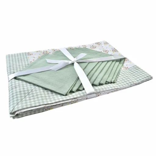 Conjunto de Toalhas de Mesa DKD Home Decor Bloemen 150 x 250 x 0,5 cm Verde