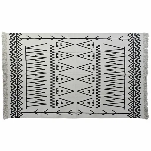 Tapete DKD Home Decor 160 x 250 x 0,7 cm Preto Poliéster Algodão Branco Ikat Boho